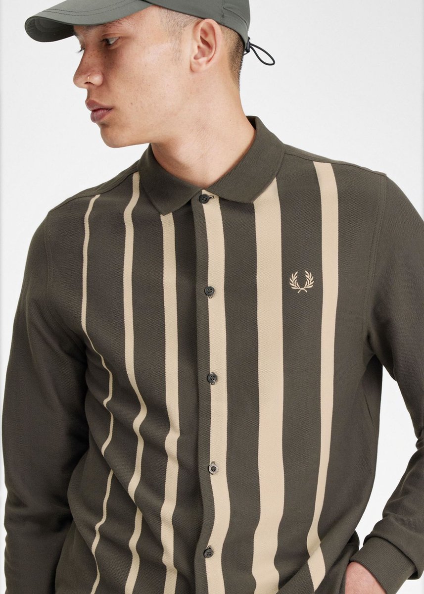 Fred Perry Gradient stripe ls polo shirt - field green | bol