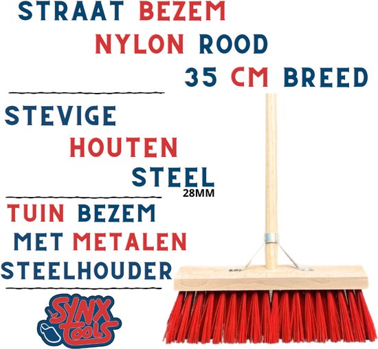 Synx Tools Nylons StraatBezem 35cm - Bezems - Buiten bezem Kunststof haren - Bezem met Steel 150 cm - Schrobborstels - Buitenbezem van Synx Tools — afbeelding 4