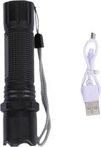 1pc Draagbare LED-zaklamp, USB Oplaadbare Ingebouwde Batterij Tactische Mini-zaklamp, Kampeerbenodigdheden Zwart