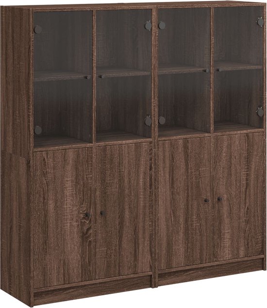 vidaXL - Boekenkast - met - deuren - 136x37x142 - cm - hout - bruin - eikenkleur