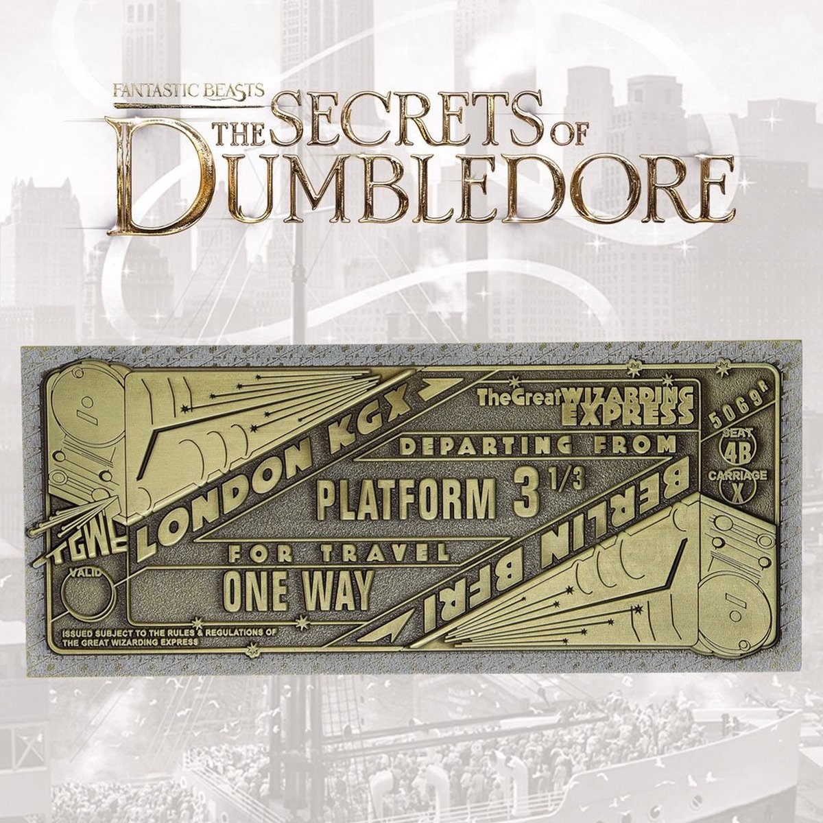 FaNaTtik Fantastic Beasts And Where To Find Them Replica The Great Wizarding Express Limited Edition Train Ticket Goudkleurig