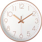 Klok wit rosé 30 cm - Wandklok - Muurklok - Stil uurwerk - Klok