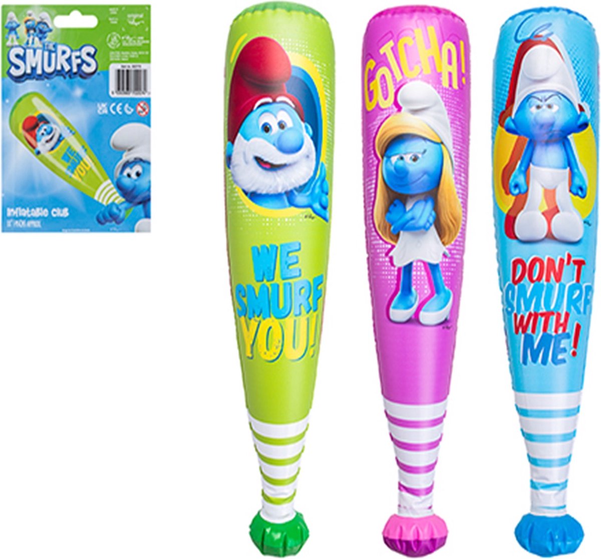 Pms 3 opblaasbare hamers De smurfen 45 cm Grote smurf smurfin en Moppersmurf