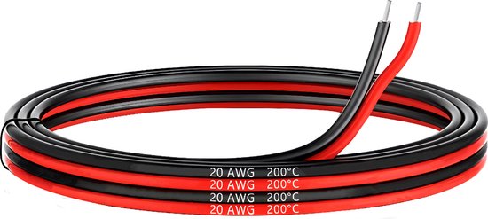 MMOBIEL 20 AWG Siliconen Elektrische Draad - 20 Gauge (0.52mm²) Vertinde Koperkabel 1,5 m - 2-aderige Kabel Rood & Zwart voor Elektrische Reparaties, Sensoren, RC, Drones, Luidsprekerdraden