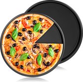 Pizzaform ronde pizzapan 22 cm diameter pizzablek koolstofstaal anti-aanbaklaag pizzabakplaten cheesecake pie bakplaat quiche bakvorm 2 stuks