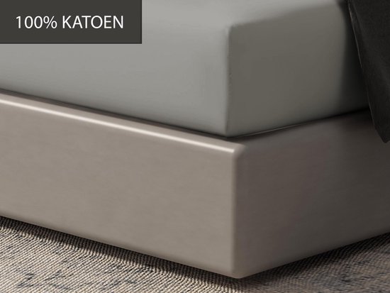 100% coton : drap gris sur sommier tapissier taupe