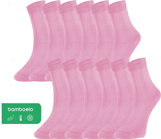 Twaalf paar effen roze bamboe sokken, van Bambooelo.