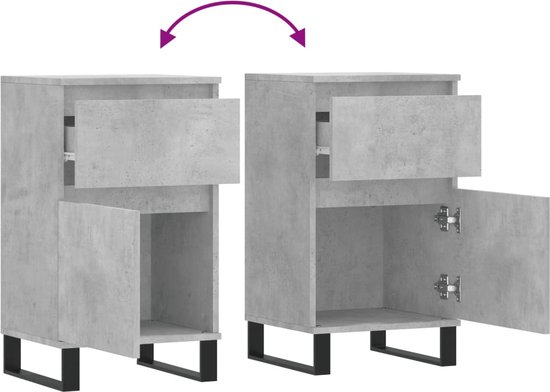 vidaXL Buffet 40x35x70 cm Bois d'ingénierie Béton Gris - Buffet - Commodes - Armoire de rangement - Armoire murale