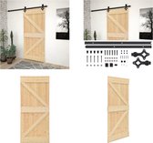 vidaXL Schuifdeur met beslag 90x210 cm massief grenenhout - Houten Deur - Houten Deuren - Schuifdeur - Schuifdeuren