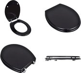 vidaXL Toiletbril simpel ontwerp MDF zwart - Toiletbril - Toiletbrillen - Wc-bril - Wc-brillen