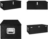 vidaXL Opbergbox 90x47x33-5 cm aluminium zwart - Opbergbox - Opbergboxen - Gereedschapskist - Opbergkist