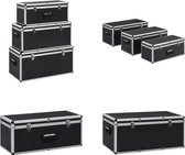 vidaXL Opbergkoffers 3 st aluminium zwart - Opbergkist - Opbergkisten - Kist - Kisten
