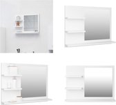 vidaXL Badkamerspiegel 60x10-5x45 cm bewerkt hout wit - Spiegel - Spiegels - Badkamerspiegel - Badkamerspiegels