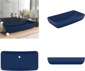 vidaXL Wastafel rechthoekig 71x38 cm keramiek mat donkerblauw - Luxe Wasbak - Luxe Wasbakken - Keramische Wastafel - Keramische Wastafels