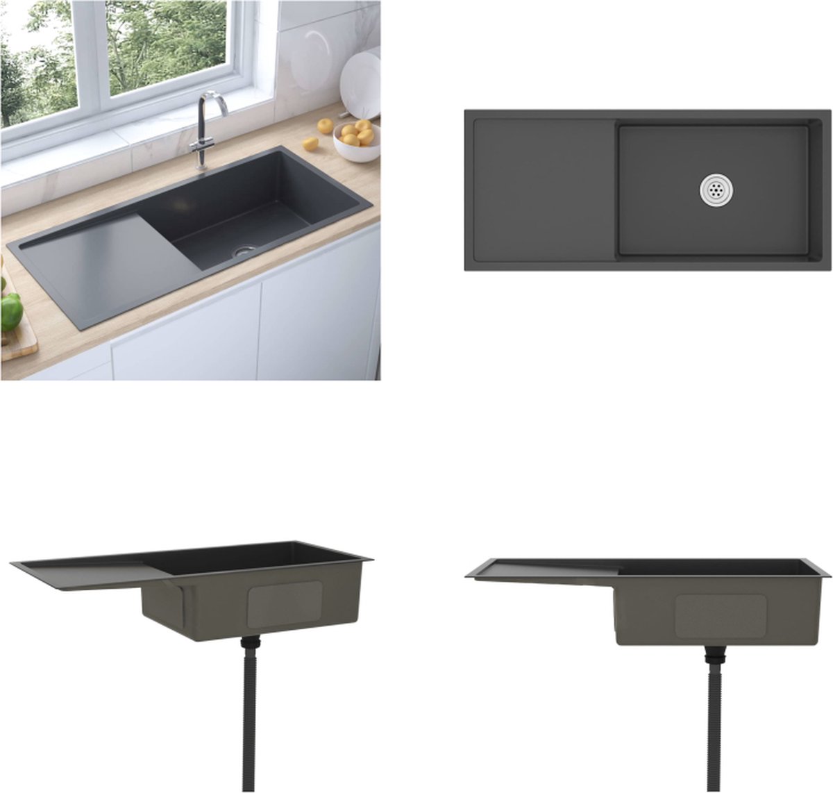 Lava Glas, Aicoya Rince glas, spoelbak, roestvrij staal