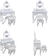 vidaXL Coiffeuse avec 7 tiroirs - Miroir et tabouret Blanc - Coiffeuse - Coiffeuses - Coiffeuse - Tables