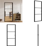 vidaXL Binnendeur 93x201-5 cm ESG-glas en aluminium zwart - Binnendeur - Binnendeuren - Deur - Glazen Deur