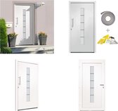 vidaXL Voordeur 100x200 cm aluminium en PVC wit - Toegangsdeur - Toegangsdeuren - Ingangsdeur - Ingangsdeuren