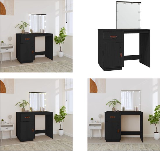 Kaptafel met LED-verlichting 90x42x132,5 cm zwart kopen