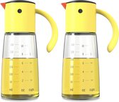 2 stks 300 ml Olijfolie Dispenser Fles Geel Vogel voor Keuken Koken, Met Automatische Cap en Stopper, Auto Flip Specerij Container