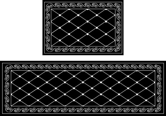 Keukentapijten tapijt loper keuken mat 2 stuks, antislip water en olie absorberend voor hal keuken, keuken tapijten keuken matten deurmat tapijt set (geometrie 01, 40 x 60 cm+40 x 120 cm)