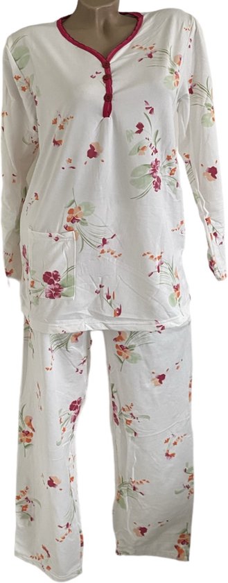 FINE WOMAN® 2302 Gevoerde Pyjama XL 40-42 wit/roze