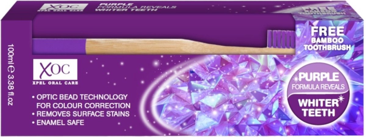 Goedkoopste XOC - Purple Whitening Tandpasta gratis tandenborstel - 100ml