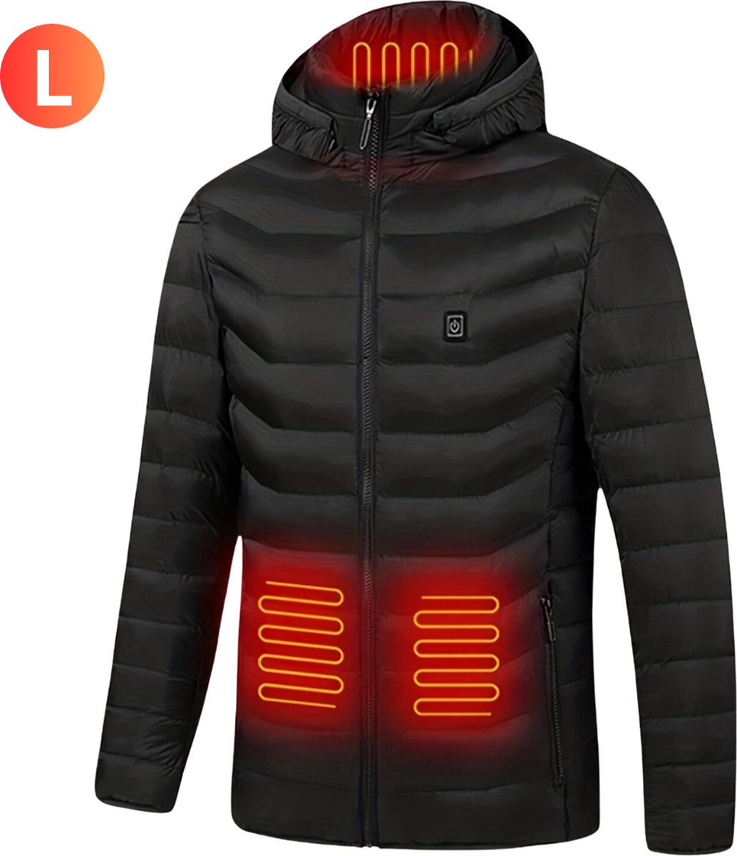Nivard Verwarmde Jas Heating Jacket Thermo Jas Elektrische Kleding Jas Met Verwarming Met Capuchon Heren Zwart
