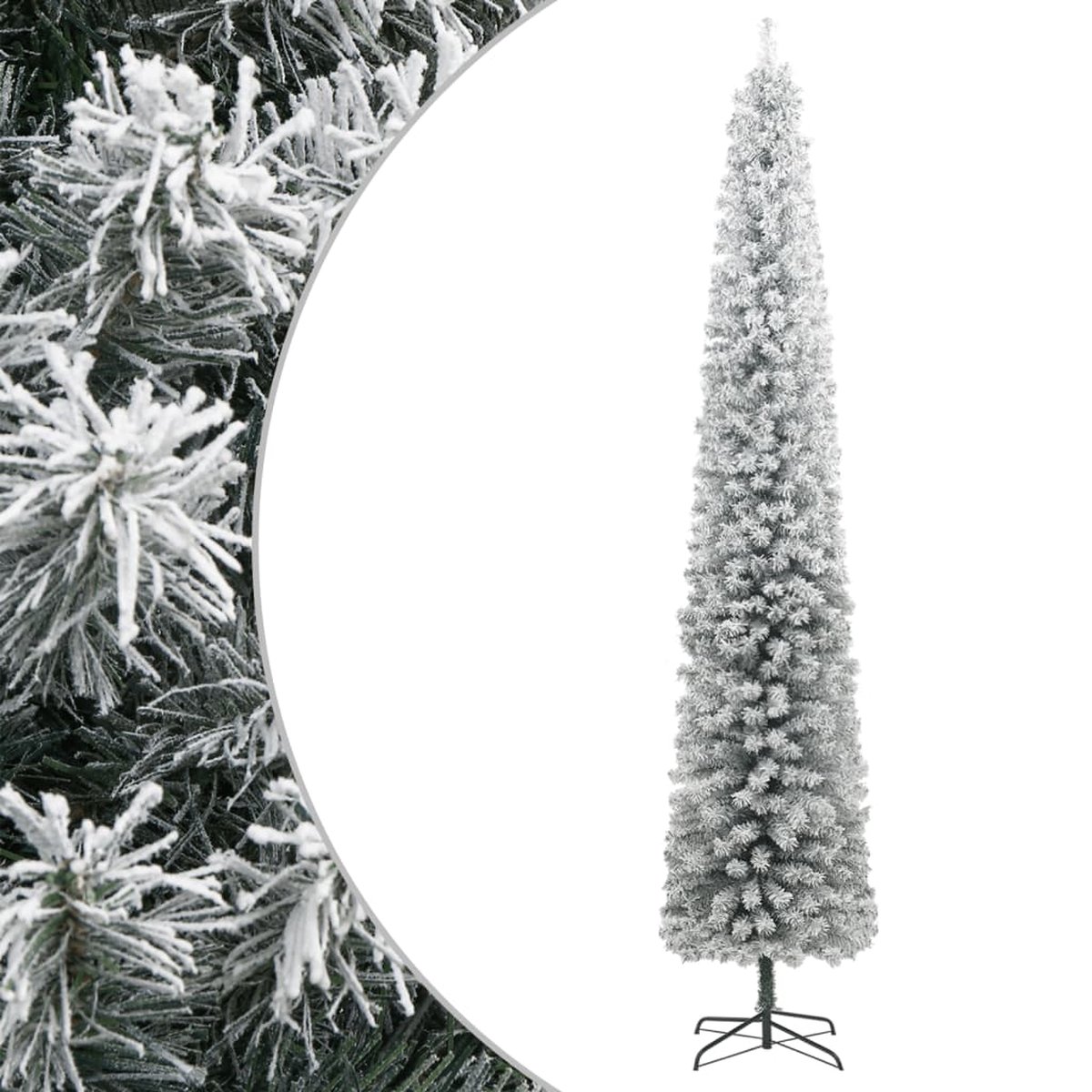 vidaXL-Kunstkerstboom-smal-met-standaard-en-sneeuw-300-cm-PVC