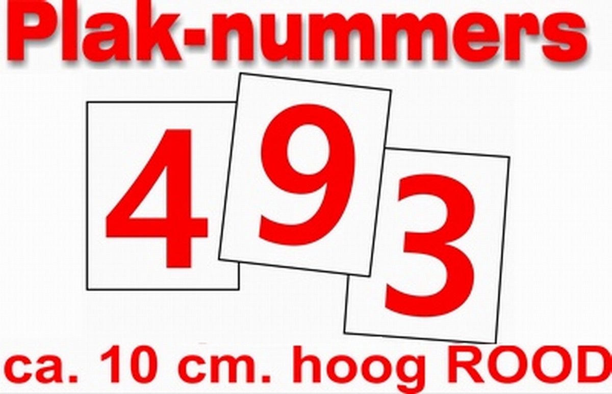 Cijfersticker nr. 6 ROOD 10x5cm plakcijfer huisnummersticker containersticker magazijn sticker binnen en buiten