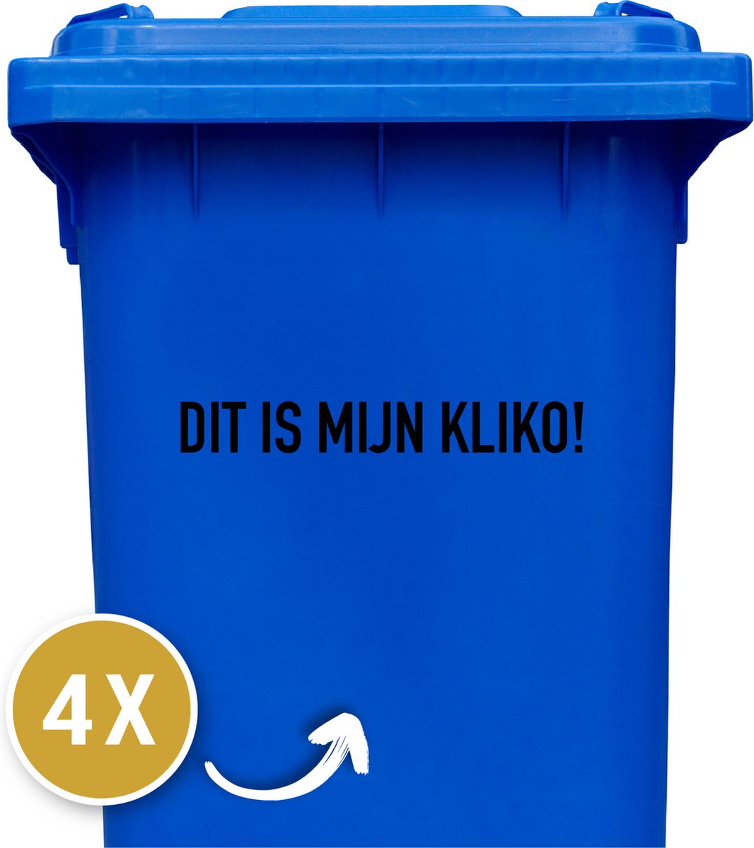 Container sticker - Variant: Dit is mijn kliko! - Aantal: 4 Stuks - 25 x 3,5 cm - Kleur: Zwart - kliko stickers - Stickers volwassenen - Cijfer stickers - Container stickers - sticker - stickers