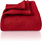 Premium mousseline sprei 180x220 cm - 100% katoen - extra zachte katoenen deken als knuffeldeken, bedsprei, sofa-overtrek, sofa-overtrek - warme bankdeken (bordeaux)