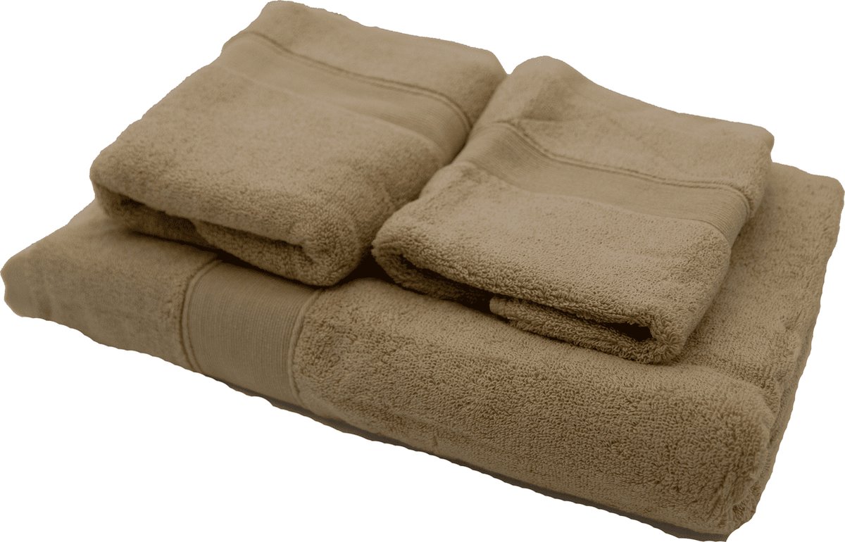 Microvezelstore.nl - Luxe handdoeken set 3-delig - Hotelkwaliteit - 70 x 140 cm - 35 x 75 cm - 30 x 30 cm - Taupe