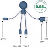 Xoopar - Mr Bio Recycle Plastic Kabel - Blauw - Oplaadkabel - MultiConnector - USB-C