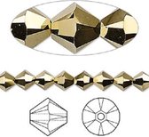 Swarovski Elements, 48 stuks Xilion Bicone kralen (5328), 4mm, crystal dorado 2x