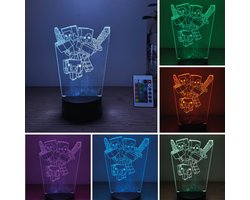 foto van Klarigo® Nachtlamp – Minecraft 2 - Game - 3D LED Lamp Illusie – 16 Kleuren – Bureaulamp - Sfeerlamp – Nachtlampje Kinderen – Creative lamp - Met afstandsbediening