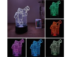 foto van Klarigo® Nachtlamp – Minecraft - 3D LED Lamp Illusie – 16 Kleuren – Bureaulamp - Sfeerlamp – Nachtlampje Kinderen – Creative lamp - Met afstandsbediening