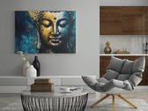 Canvas Schilderij - Boeddha - Standbeeld - Wanddecoratie - 150x100x2 cm