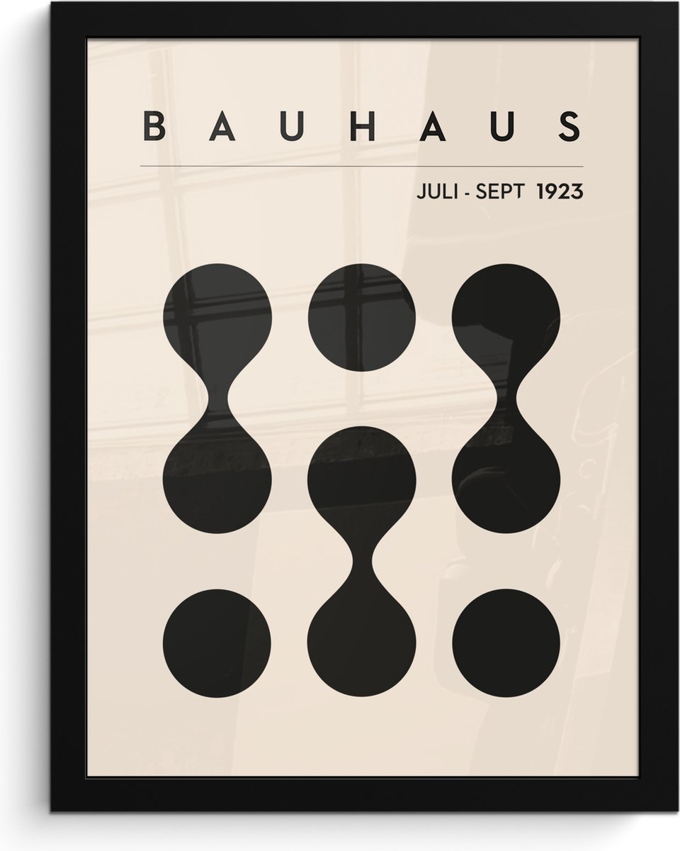 FrameYourWall Poster in lijst - Fotolijst 30x40 cm - Posters - Bauhaus - Abstract - Zwart - Art - Modern - Posterlijst zwart - Decoratie - Wanddecoratie woonkamer - Muurdecoratie slaapkamer