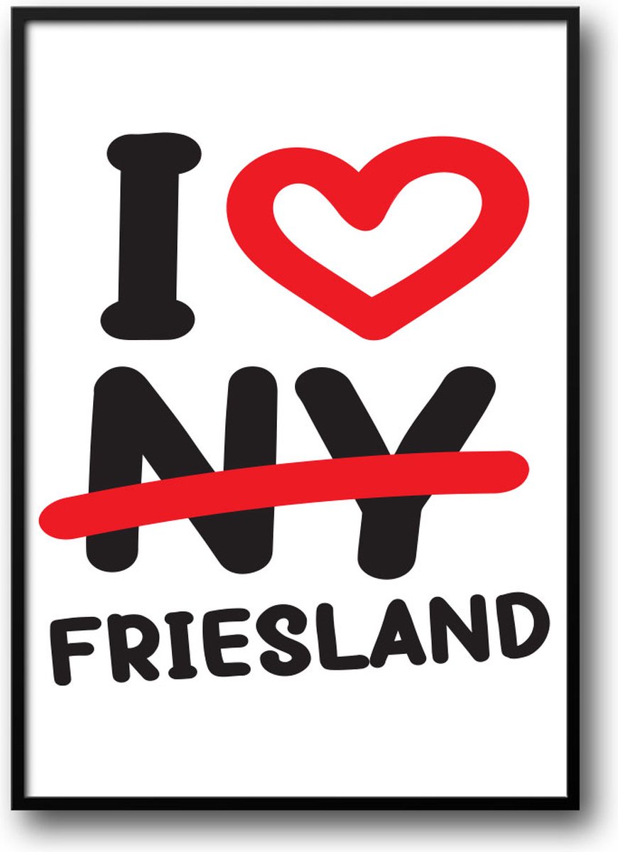 I Love Friesland fotolijst met glas 40 x 50 cm - Prachtige kwaliteit - woonkamer - Harde l