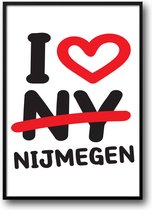 I Love Nijmegen fotolijst met glas 30 x 40 cm - Prachtige kwaliteit - woonkamer - Harde lijst - Glazen plaat - inclusief ophangsysteem - Grappige Poster - Foto op hoge kwaliteit uitgeprint