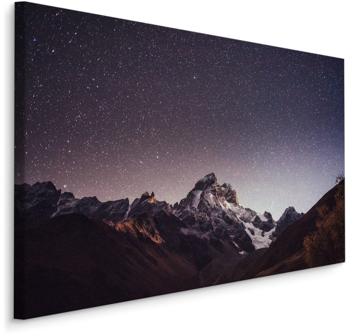 karo-art Schilderij - Sterrenhemel boven de Bergen, 5 maten, Premium Print Multikleur