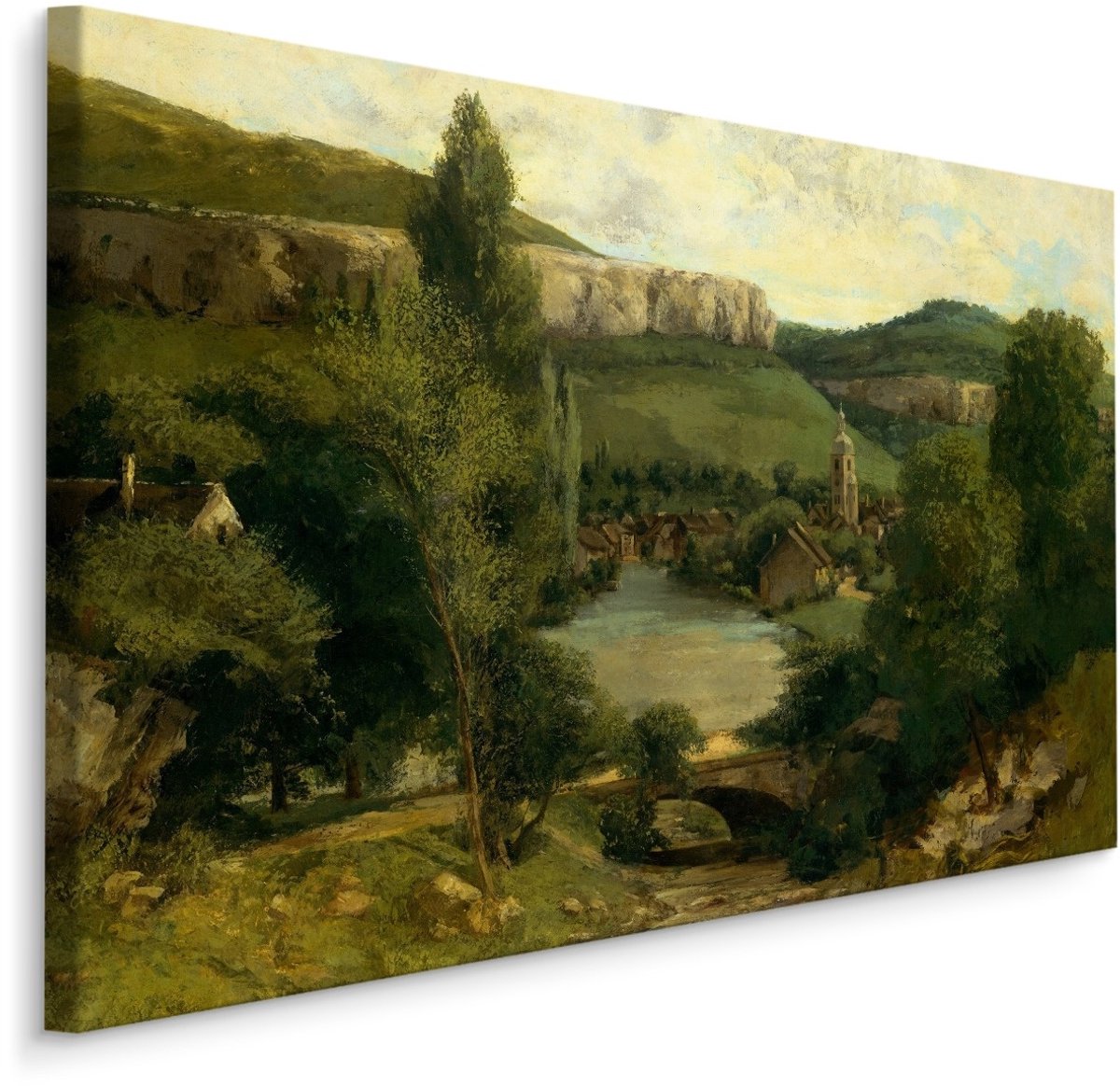 karo-art Schilderij - Gustave Courbet Ornans View , Reproductie Multikleur