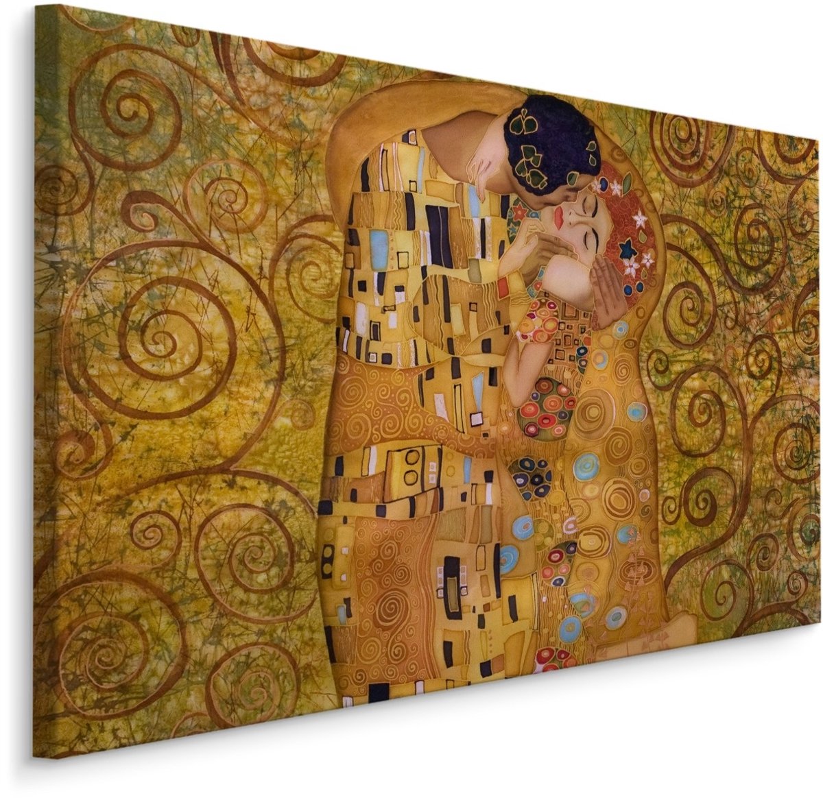 karo-art Schilderij - Gustav Klimt, de Kus, Reproductie, Premium print Multikleur