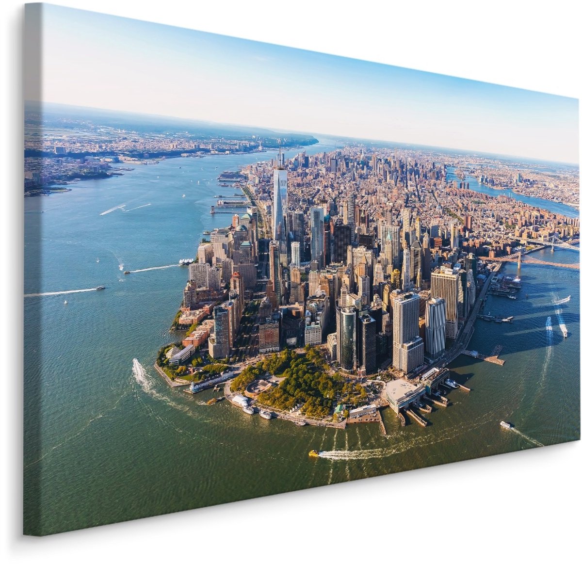 karo-art Schilderij - Zicht op New York van boven, Manhattan, Premium Print Multikleur