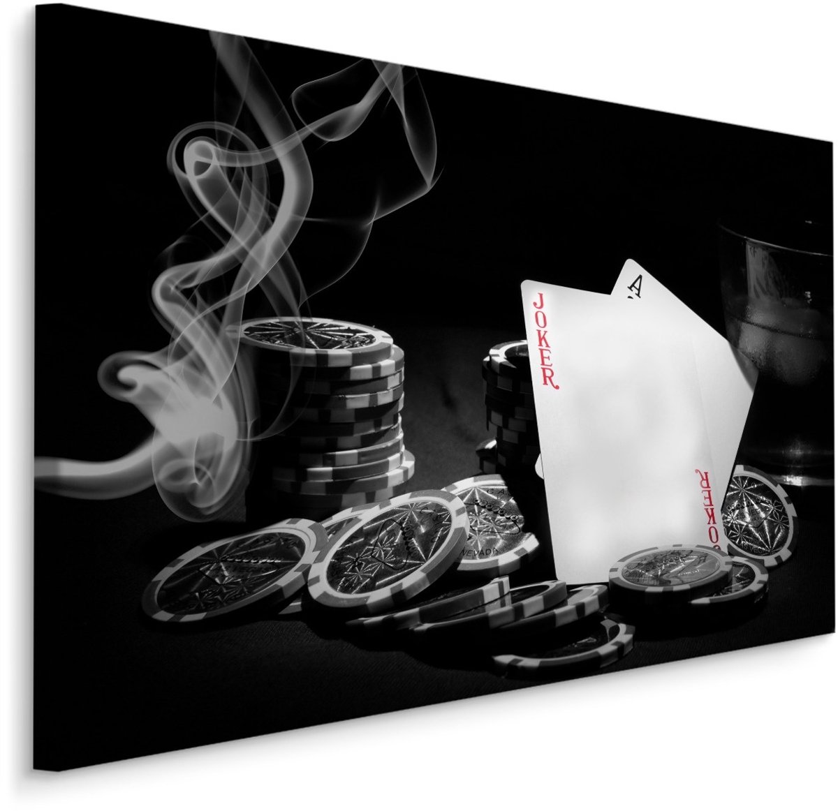 karo-art Schilderij - Poker Set, Speelkaarten, zwart/wit/rood, Premium Print Multikleur
