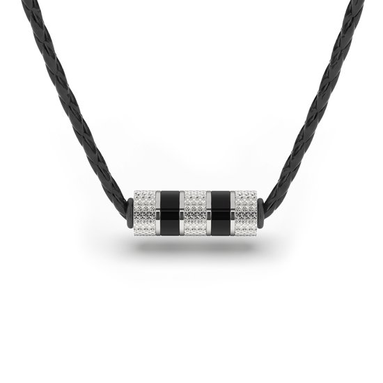 SERASAR Lederen Halsband Man [Solid] - Zilver 60cm - Premium Sieraden
