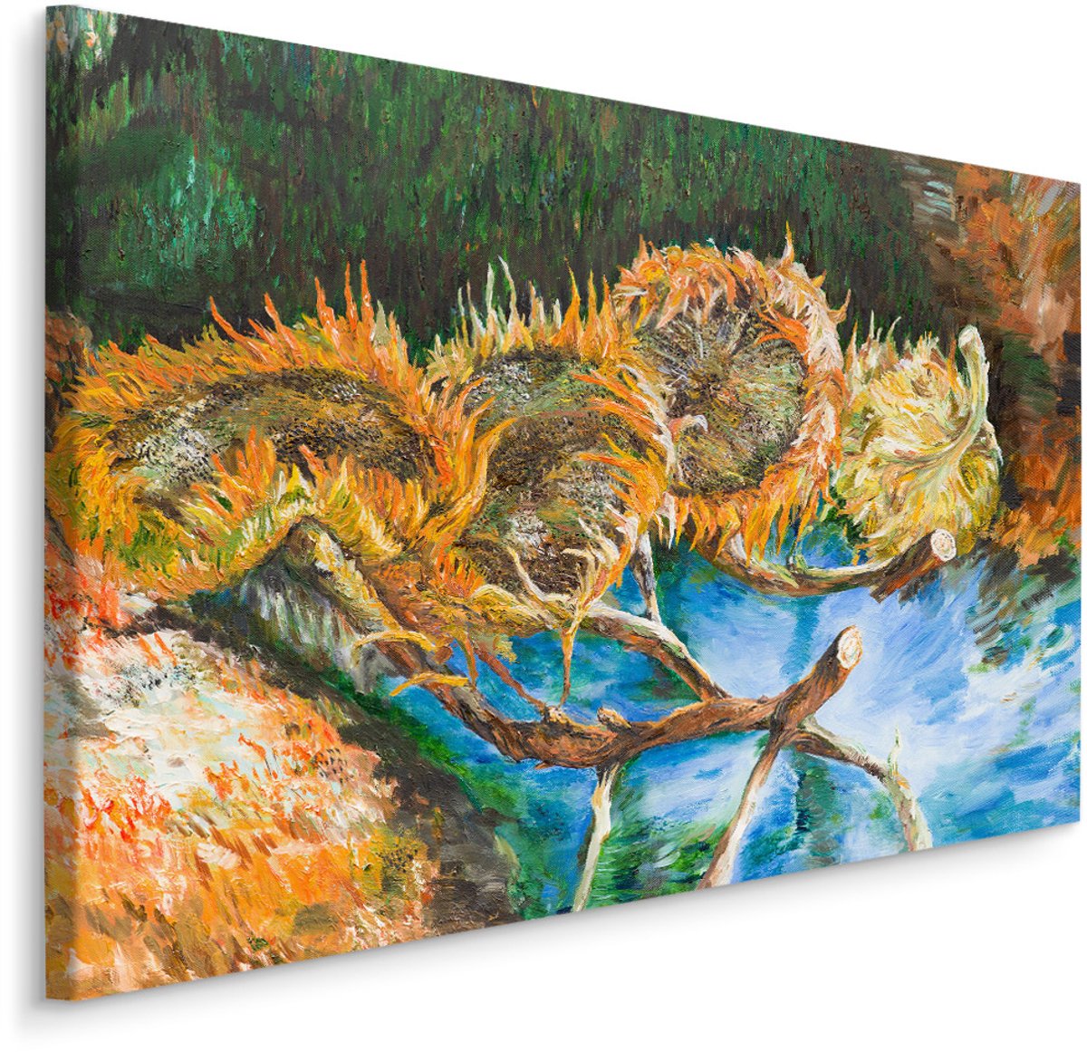 karo-art Schilderij - Zonnebloemen (print op canvas), multi-gekleurd, 4 maten, premium print Multikleur