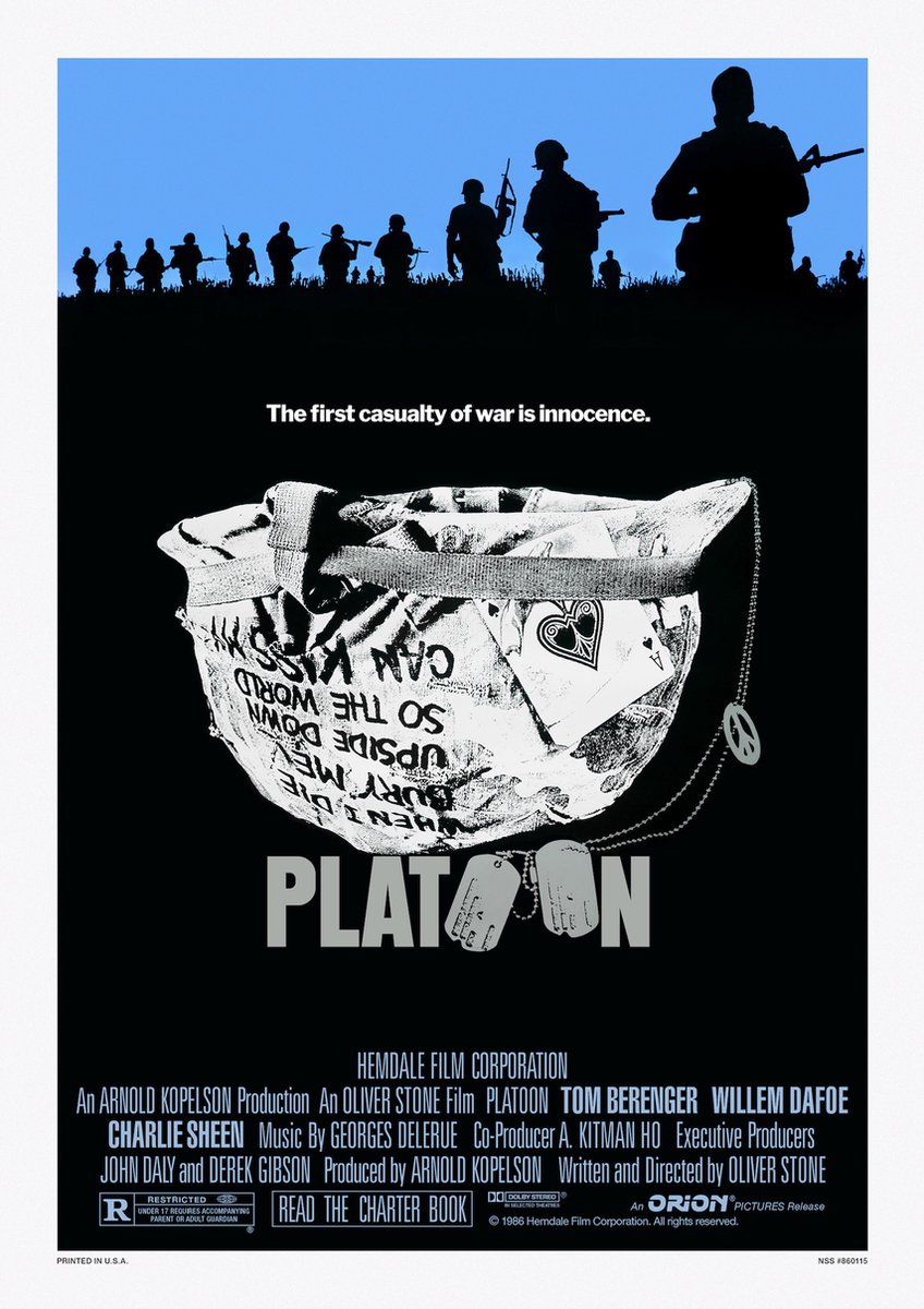 karo-art Poster- Platoon, The first casualty of war is innocence, Originele Filmposter , Premium Print, Professioneel Fotopapier Multikleur