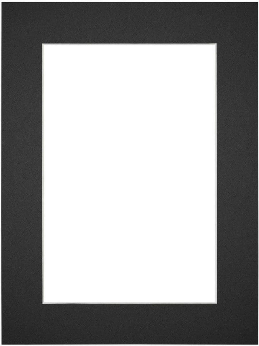 Passe-Partout Fotomaat 9x13 cm - Lijstmaat 18x24 cm - Zwart - Museumkarton - Fotolijst niet inbegrepen